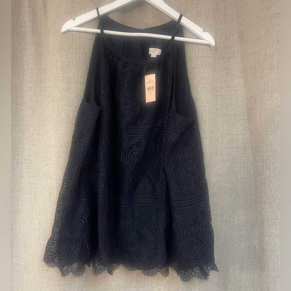 NWT Loft Plus 18 navy blue lace tank